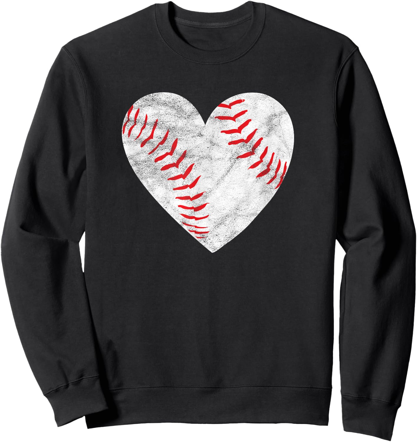 Baseball or Softball Heart Love Women's Teen Girls Sweatshirt - Sweatshirt | Black