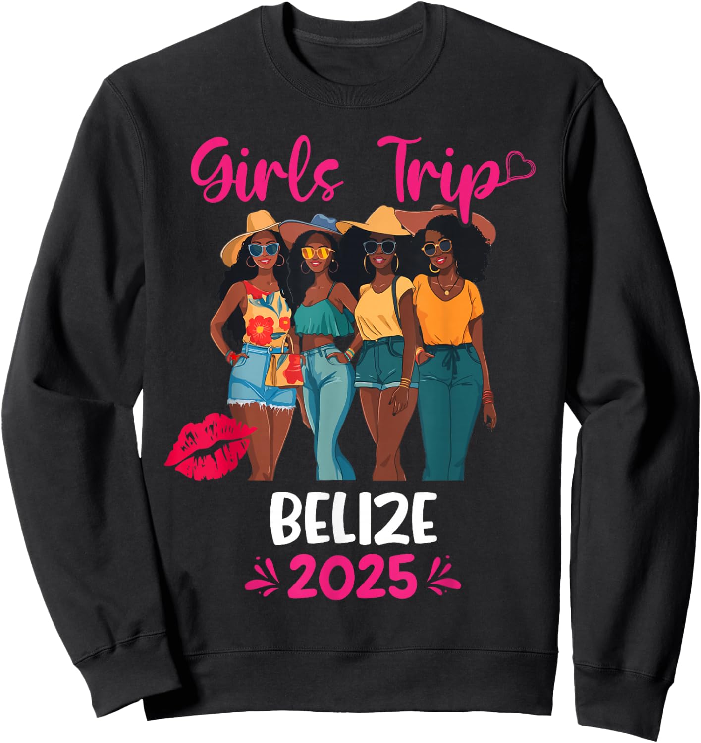 Black Girls Trip Belize 2025 Vacation Matching Sweatshirt - Sweatshirt | Black