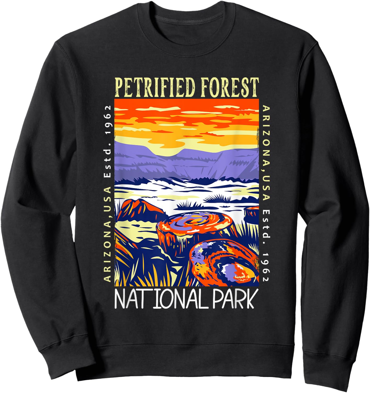 Petrified Forest National Park Arizona Distressed Vintage Sweatshirt - Sweatshirt | Black