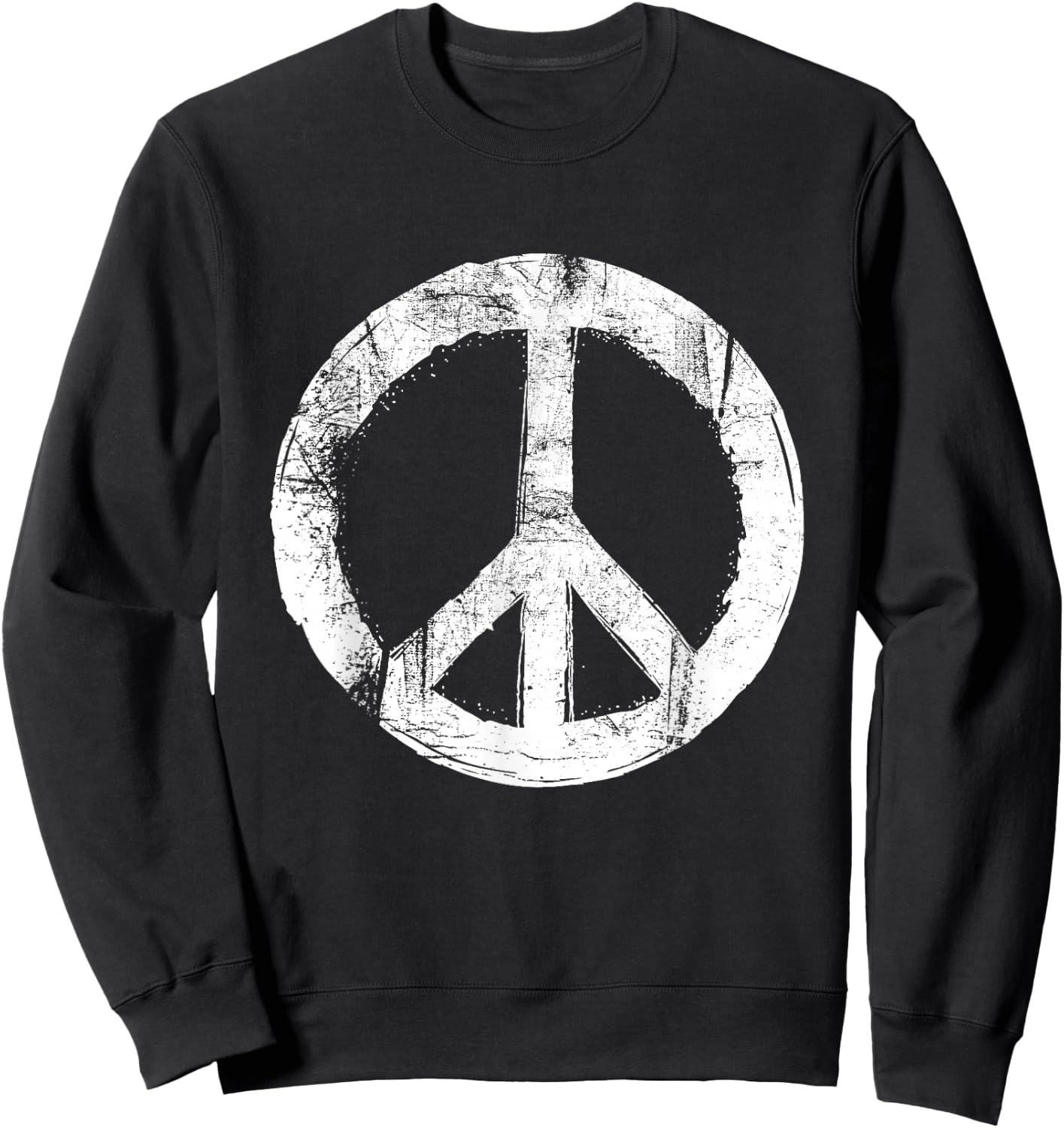 Retro Vintage Distressed Design Peace Sign Sweatshirt - Sweatshirt | Black