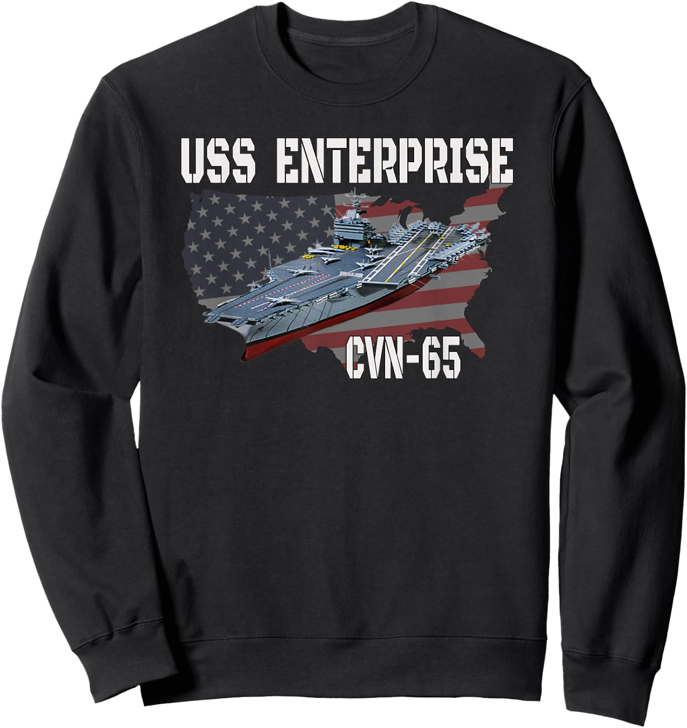 USS Enterprise CVN-65 Aircraft Carrier Veterans Day Sweatshirt - Sweatshirt | Black