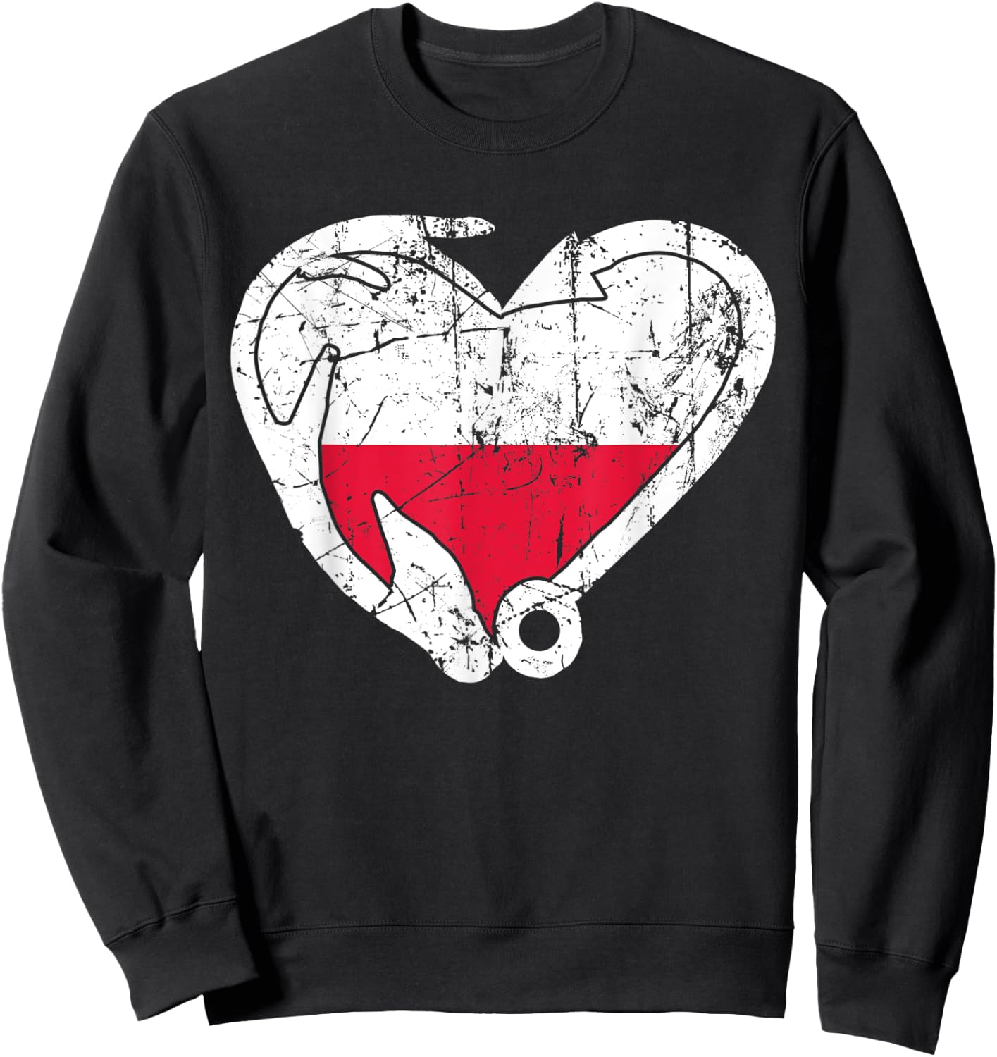 Fishing And Hunting - Fish Hook Elk Antler Polish Flag Sweatshirt - Sweatshirt | Black