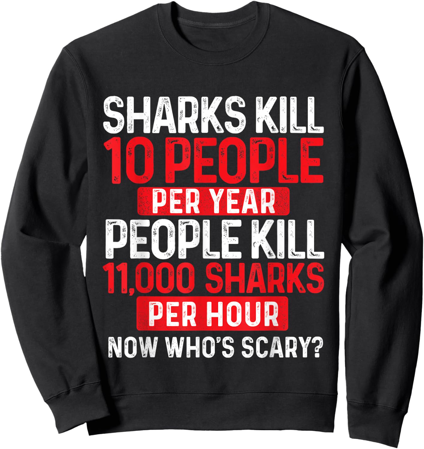 Now Who's Scary - Shark Lover Ocean Wildlife Protection Sweatshirt - Sweatshirt | Black