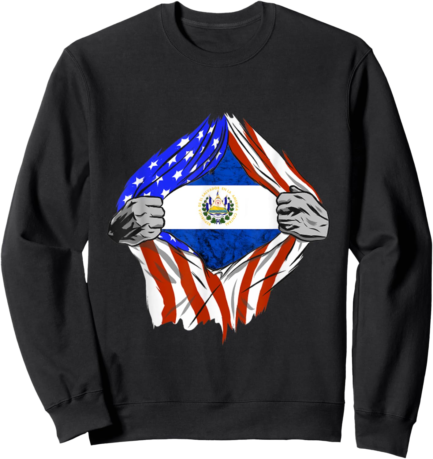 EL Salvador Chest Salvadorean Flag El Salvador Flag Sweatshirt - Sweatshirt | Black