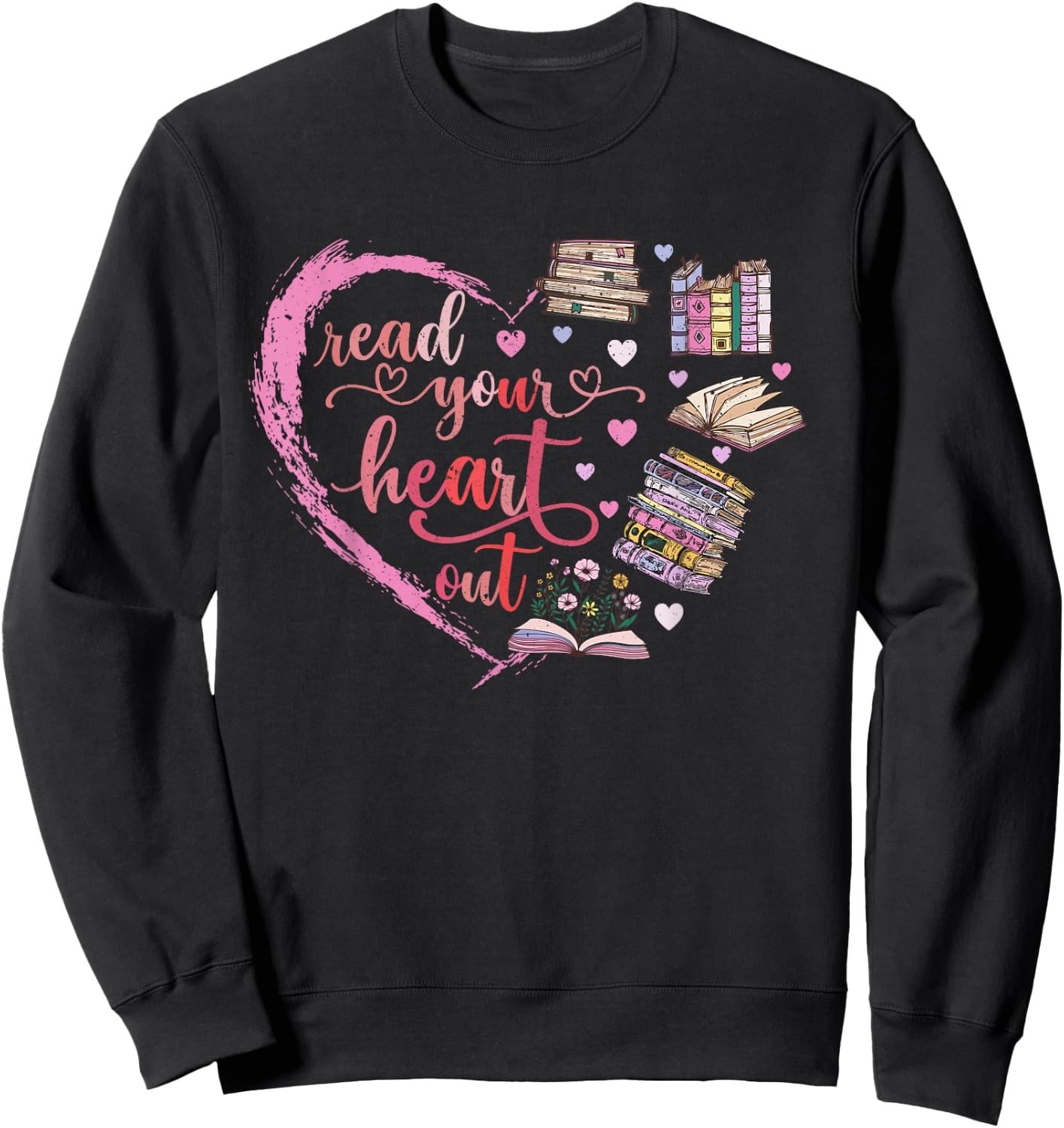 Cute Retro Reading Book Reader Women Valentine Sweatshirt - Sweatshirt | Black
