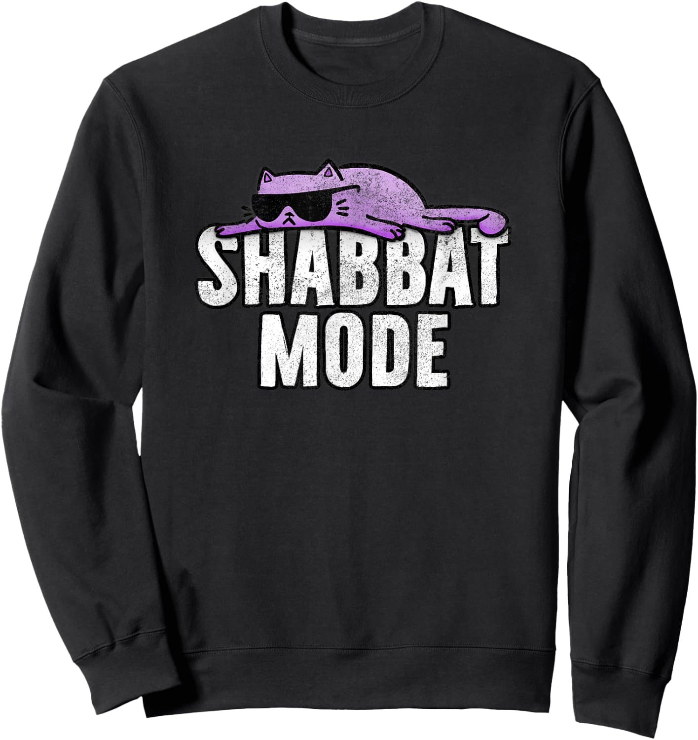 Shabbat Mode - Judaism Rest Day Cat Shirt Women Girls Kids Sweatshirt - Sweatshirt | Black