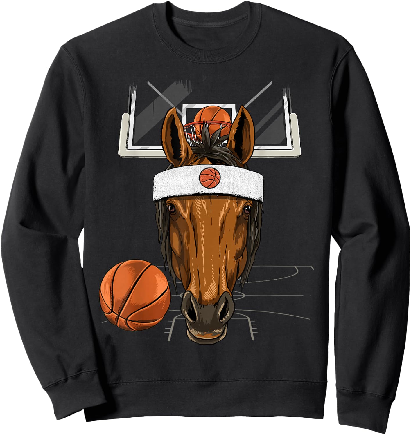 Horse Basketball Horse Lovers Basketball Player Sweatshirt - Sweatshirt | Black