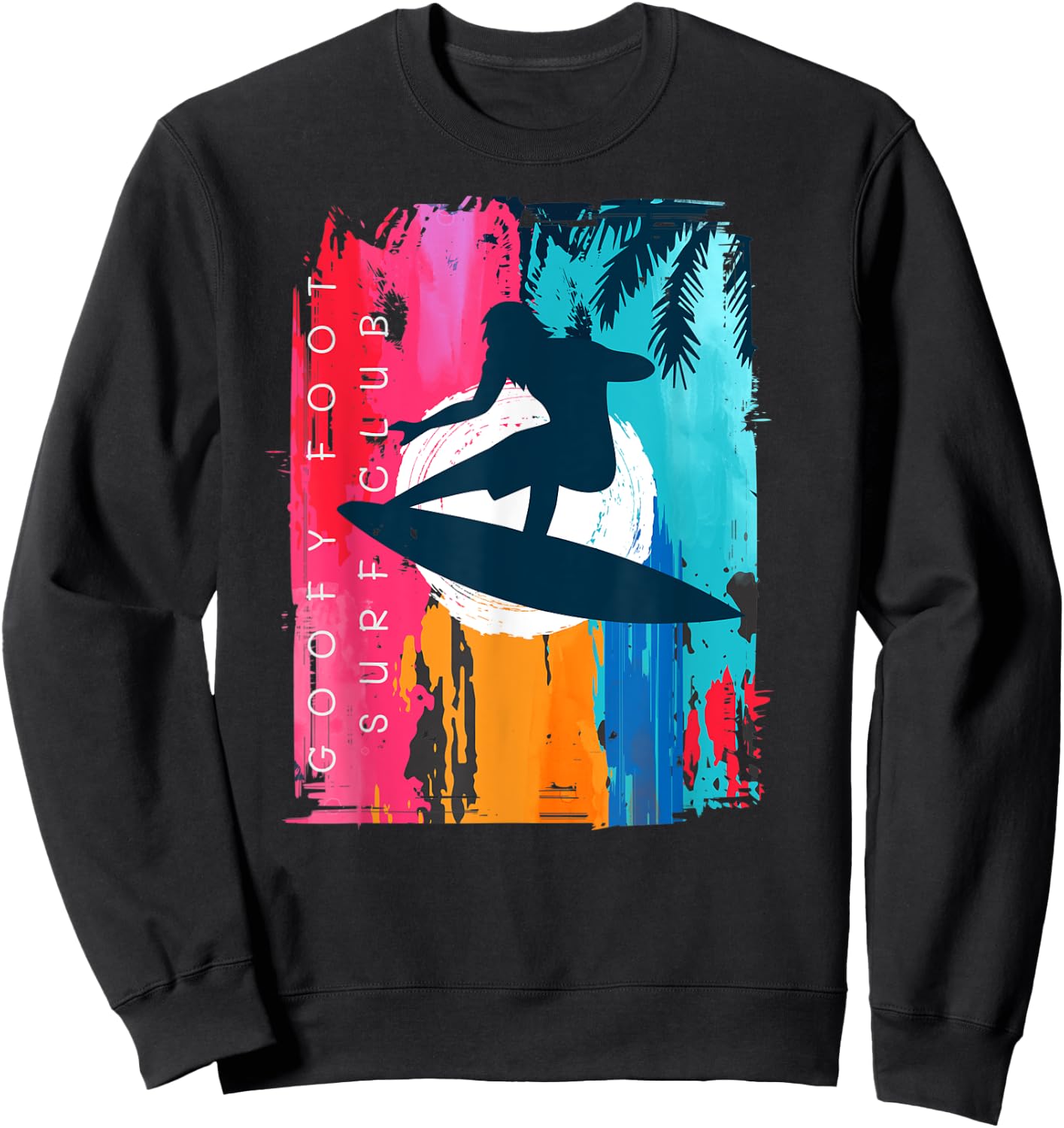 Goofy Foot Surf Club Beach Sunset Living Salty Men Women Sweatshirt - Sweatshirt | Black