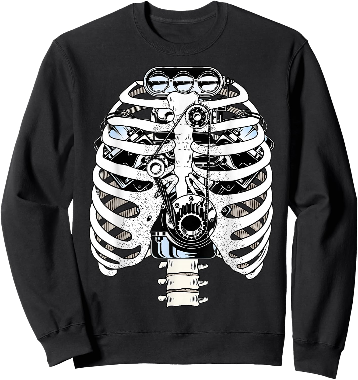 Halloween Mechanics Skeleton Engine Car Mechanic Sweatshirt - Sweatshirt | Black