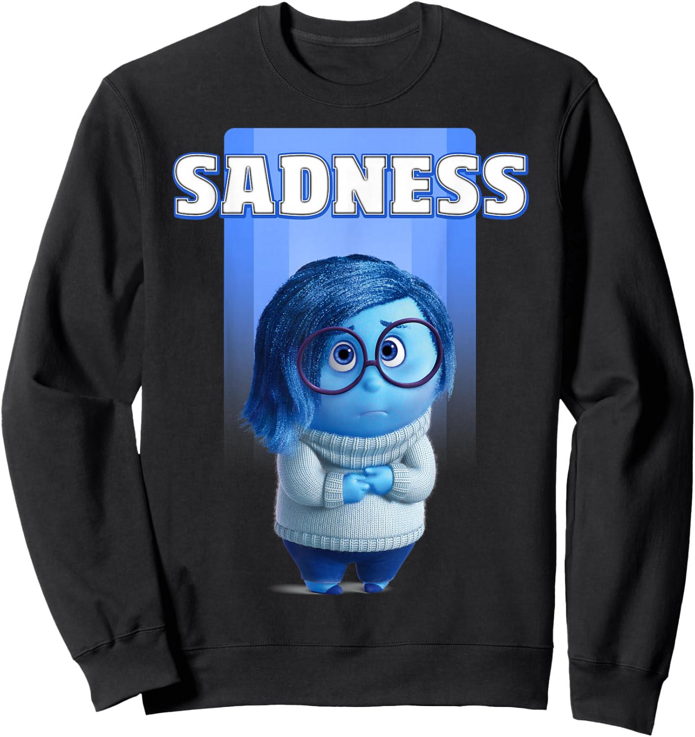 Disney Pixar Inside Out Riley's Sadness Blue Character Logo Sweatshirt - Sweatshirt | Black