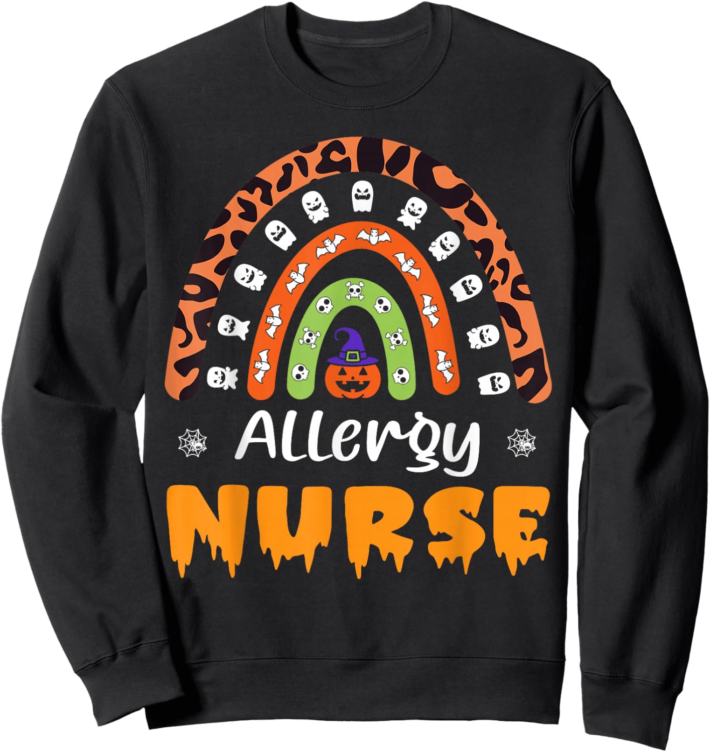 Allergy Nurse Leopard Rainbow Halloween Costume Sweatshirt - Sweatshirt | Black