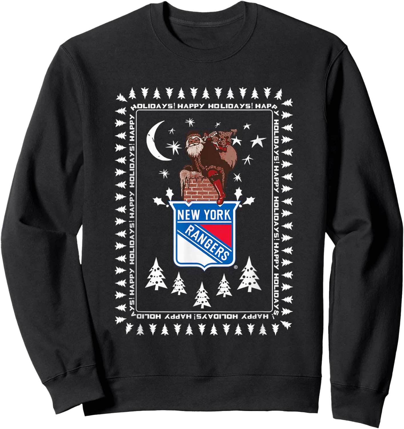 New York Rangers Ugly Christmas Sweater Santa Sweatshirt - Sweatshirt | Black
