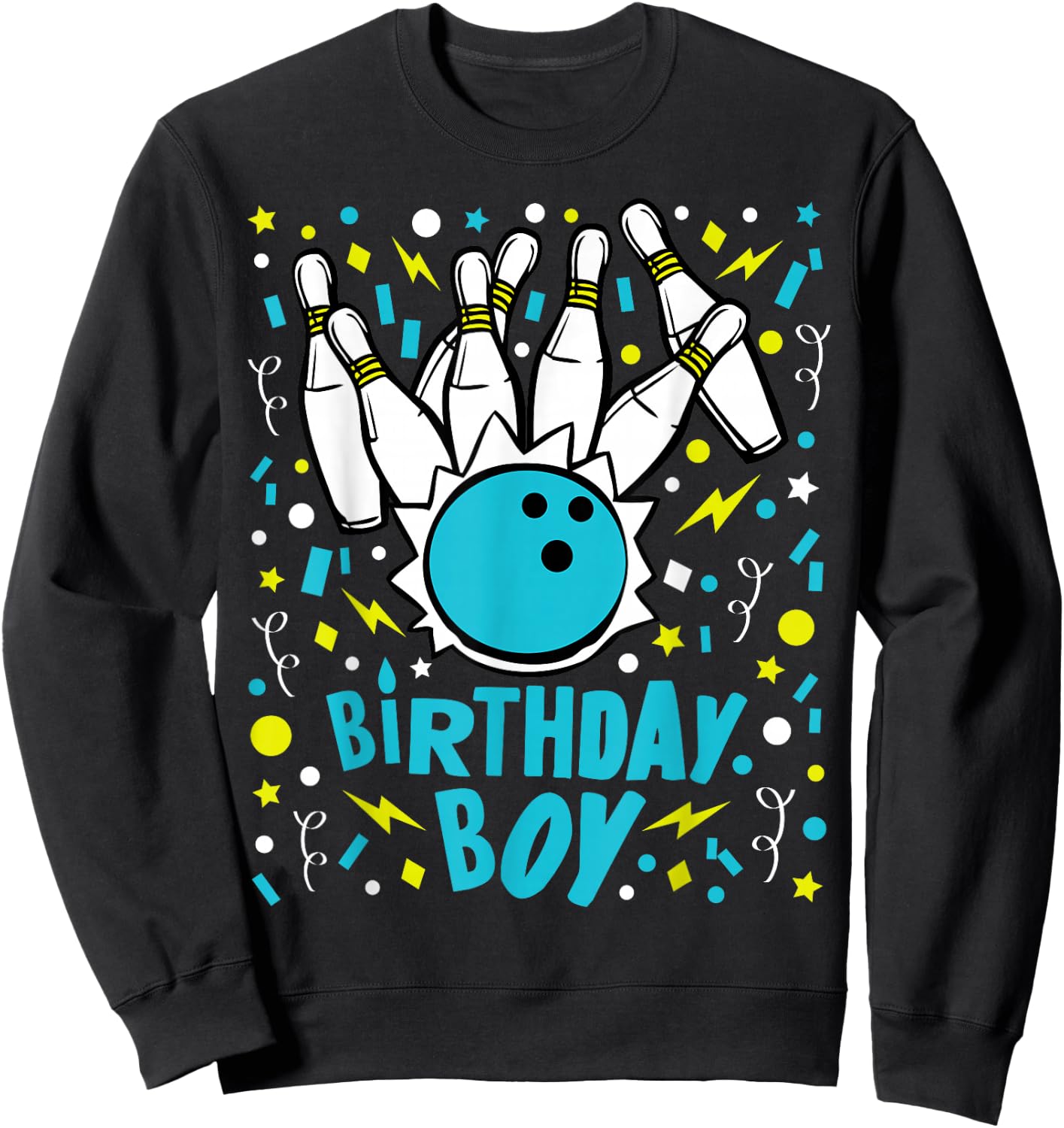 Boys Bowling Party Birthday Boy Kids Pins Bowler Gift Sweatshirt - Sweatshirt | Black