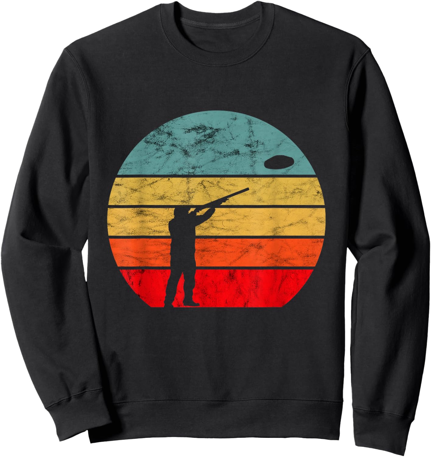 Clay Skeet Shooting Trap Shooting Retro Vintage Sunset Sweatshirt - Sweatshirt | Black