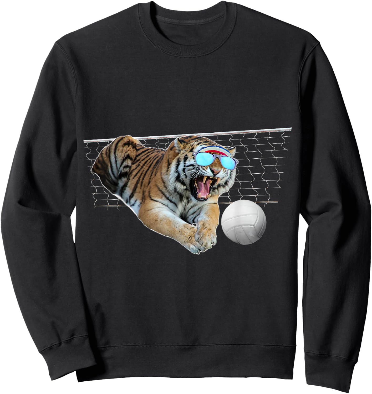Tiger Tigers Dog Dogs Playing Volleyball, Funny Cute Women Kids Sweatshirt - Sweatshirt | Black