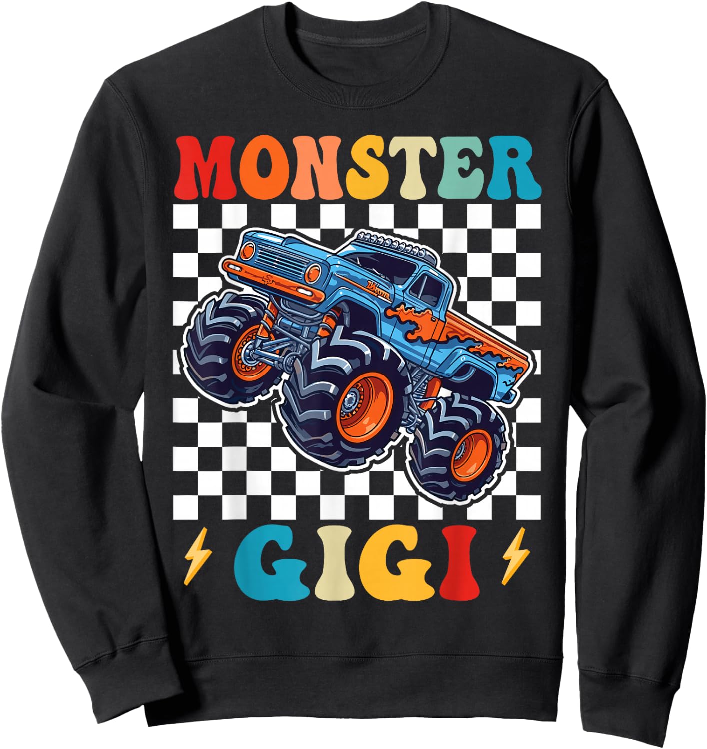 Monster Truck Gigi Family Matching Monster Trucks Birthday Sweatshirt - Sweatshirt | Black
