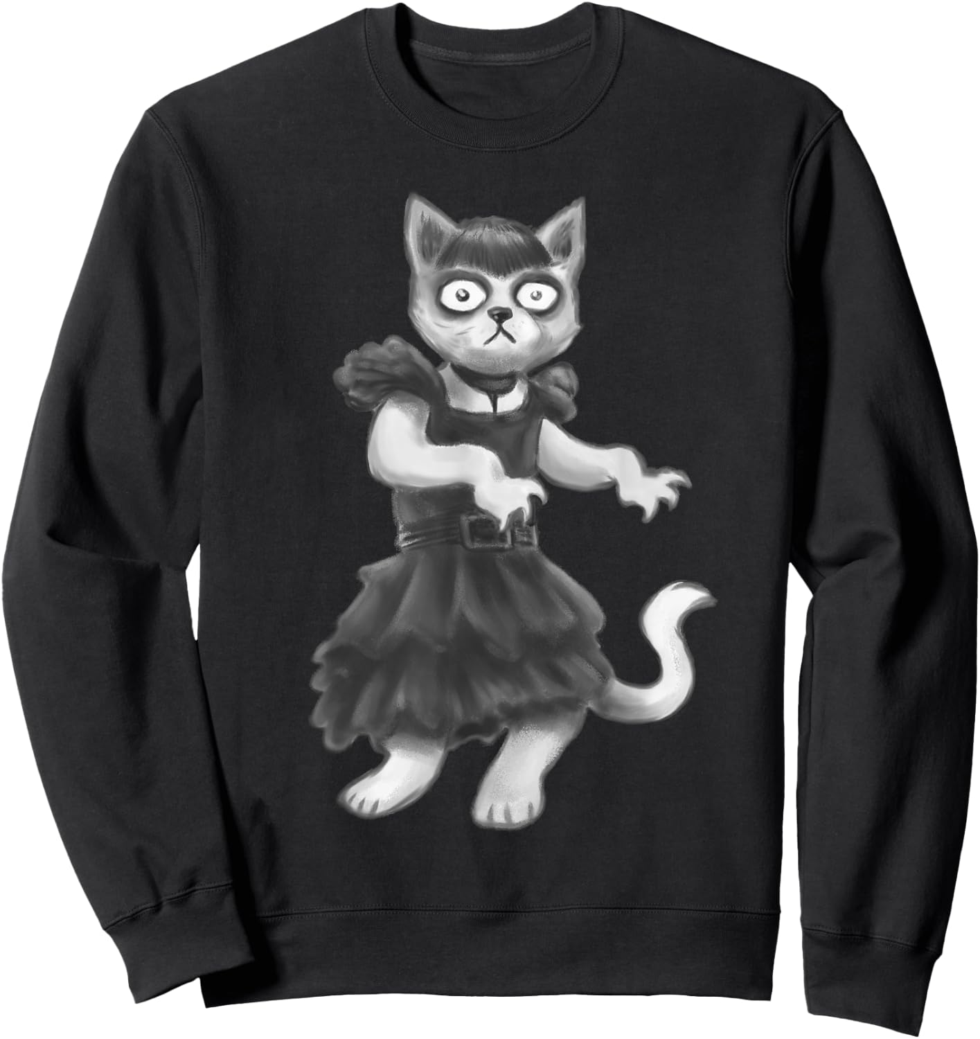 goth kawaii Wednesday dress cat dance Sweatshirt - Sweatshirt | Black