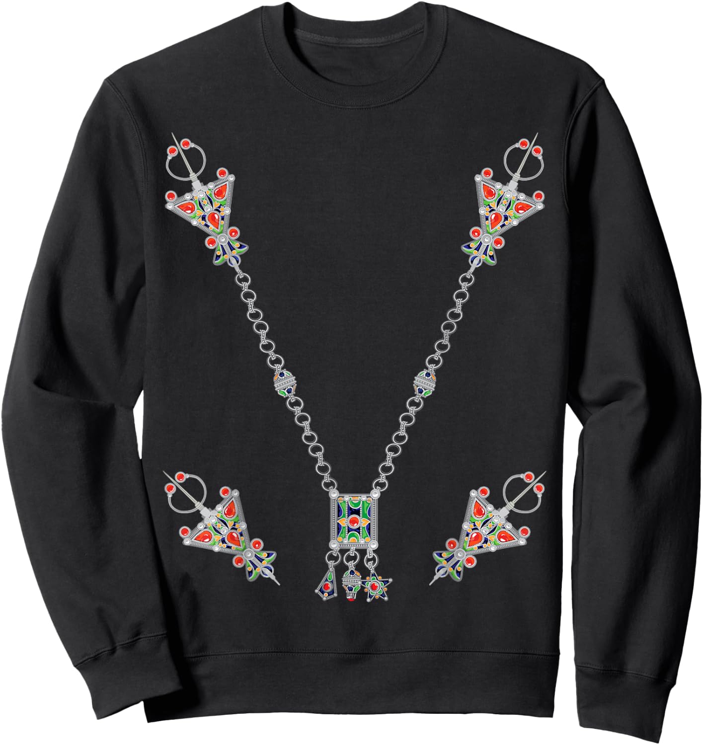 Kabyle Tafzimth Amazigh jewellery decoration from Algeria Sweatshirt - Sweatshirt | Black
