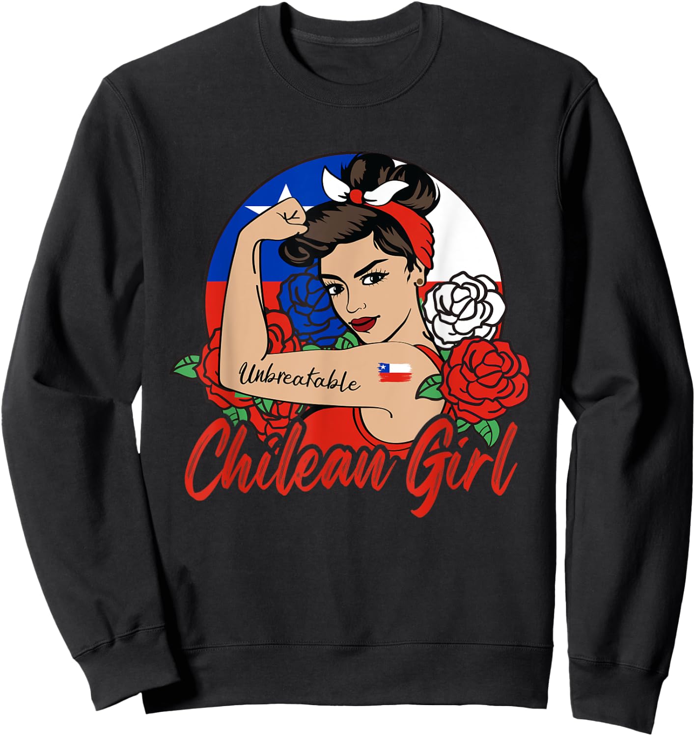 Chile Girl Chilean Mujer Chilena flag Sweatshirt - Sweatshirt | Black