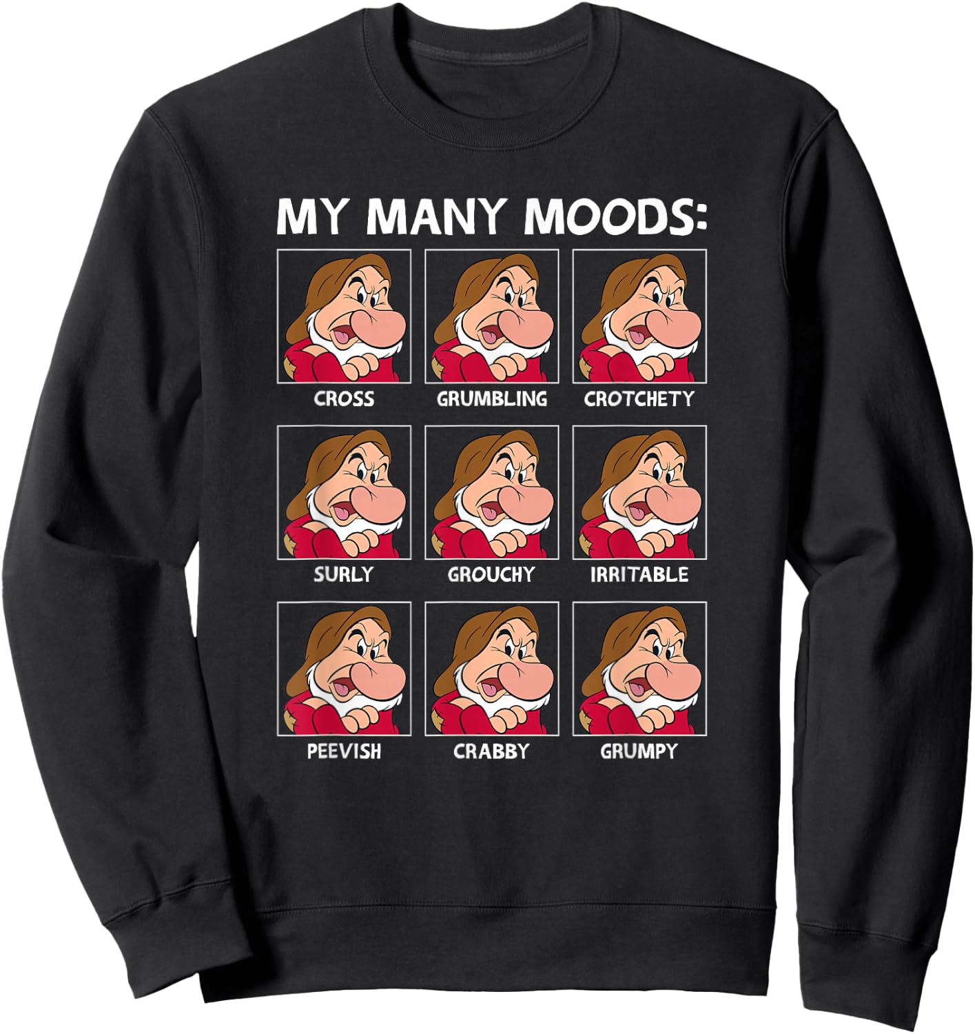 Disney Snow White and The Seven Dwarfs Grumpy's Many Moods Sweatshirt - Sweatshirt | Black