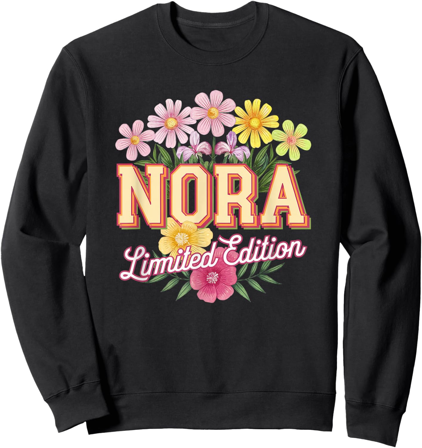 Nora Limited Edition Vintage Custom Name Wife Grandma Sweatshirt - Sweatshirt | Black