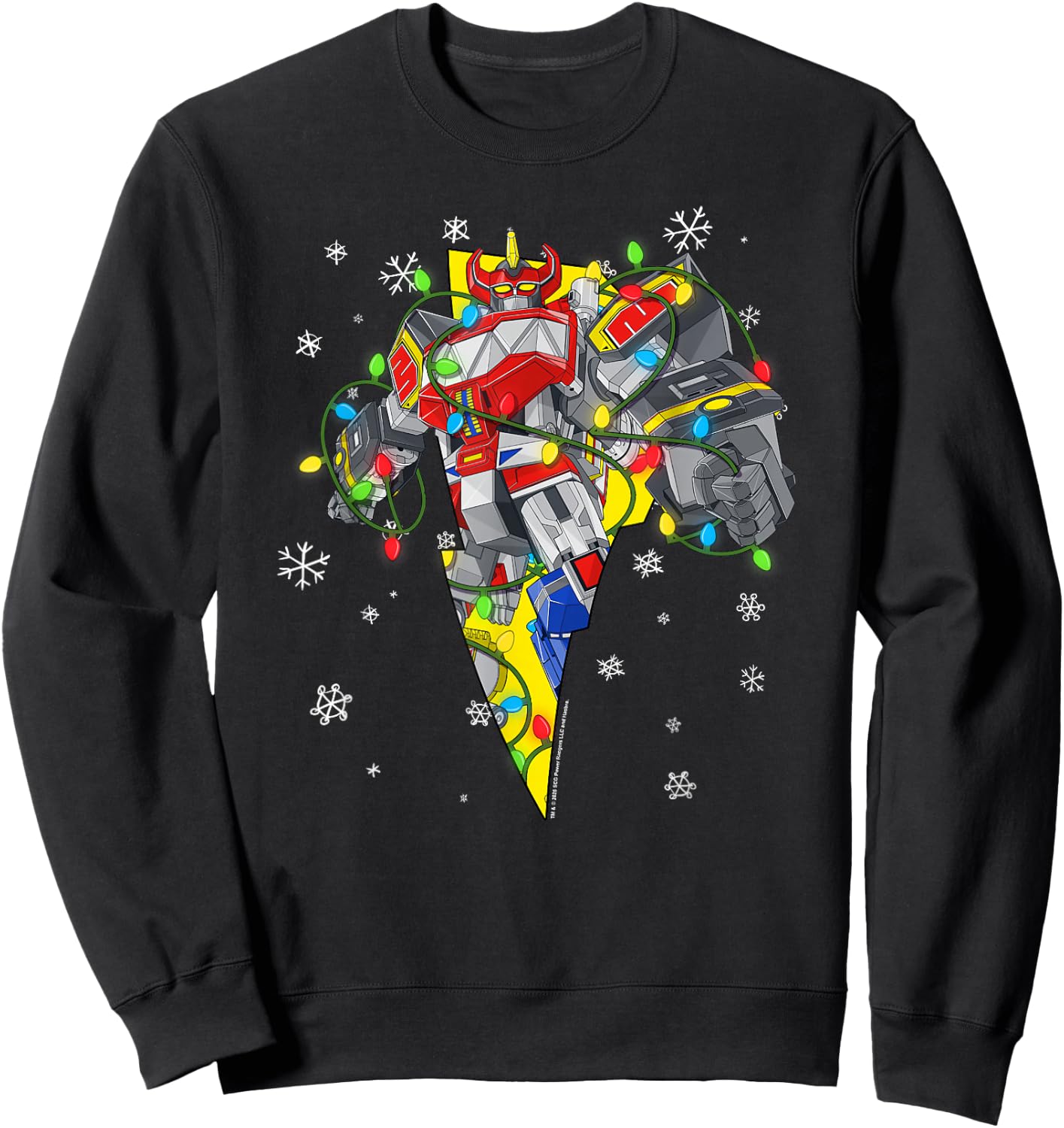 Power Rangers Christmas Dino Megazord with String Lights Sweatshirt - Sweatshirt | Black