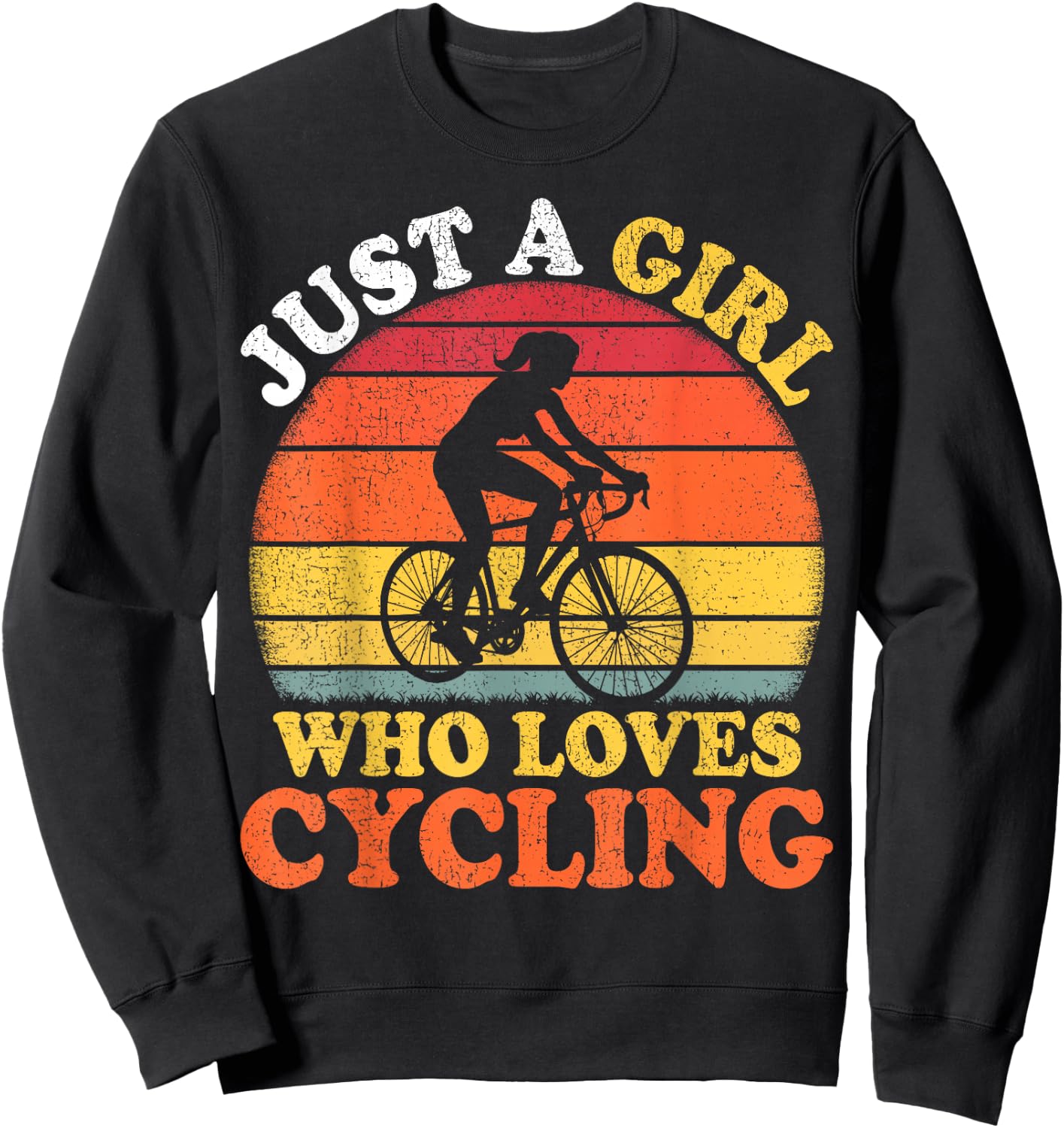 Cycling Lover Vintage Just A Girl Who Loves Cycling Sweatshirt - Sweatshirt | Black
