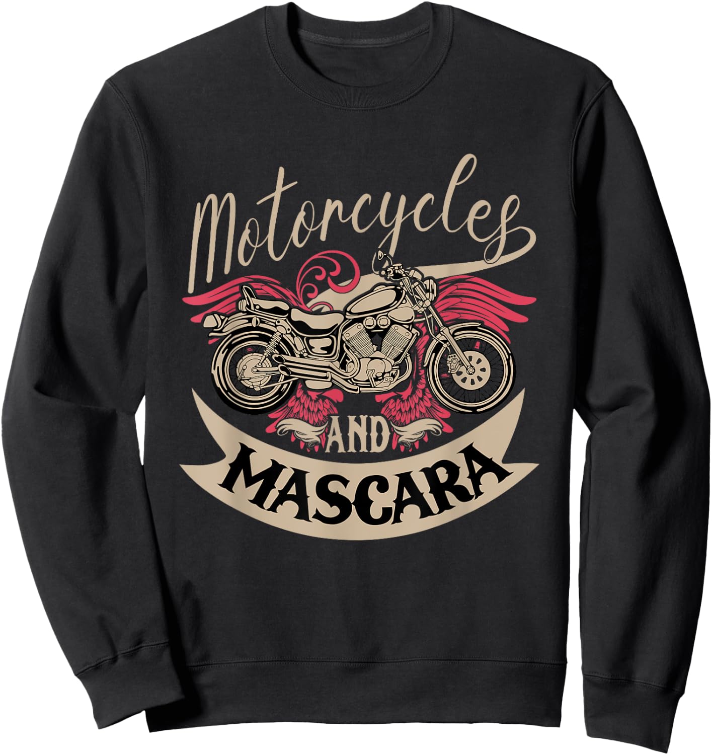 Motorcycles and Mascara Clothes Moped Chopper Motocross Sweatshirt - Sweatshirt | Black