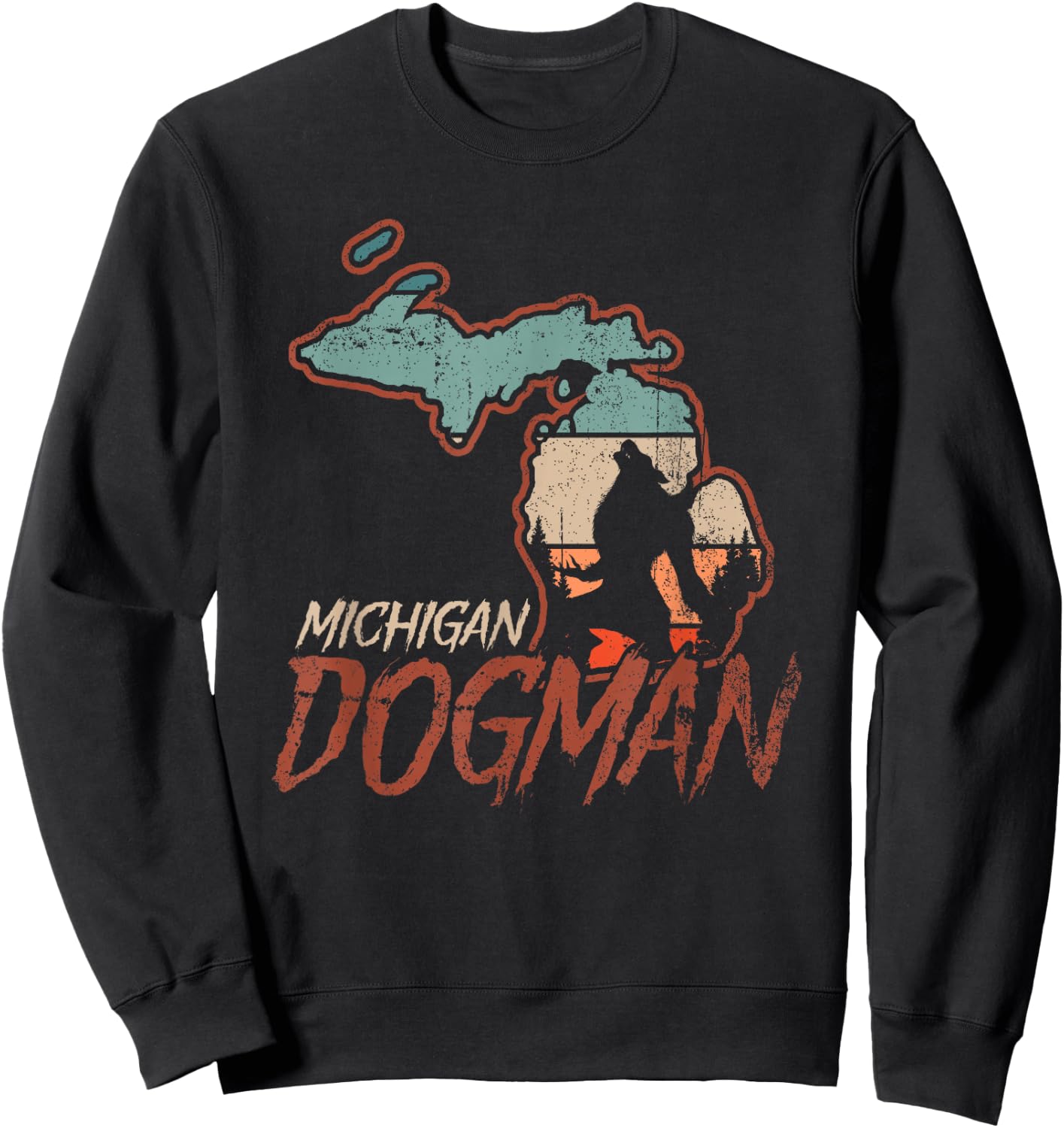 Michigan Dogman Cryptid Society Werewolf Monster Sweatshirt - Sweatshirt | Black