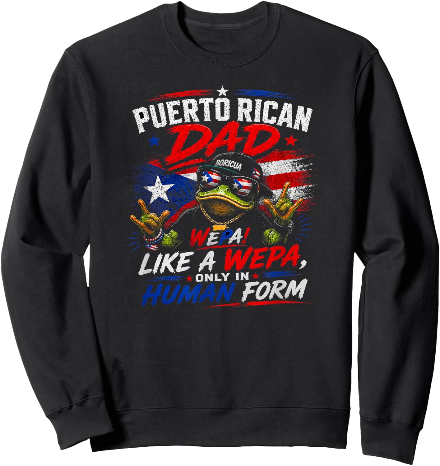 Proud Puerto Rican Father Boricua Legend Lifestyle Graphic Sweatshirt - Sweatshirt | Black