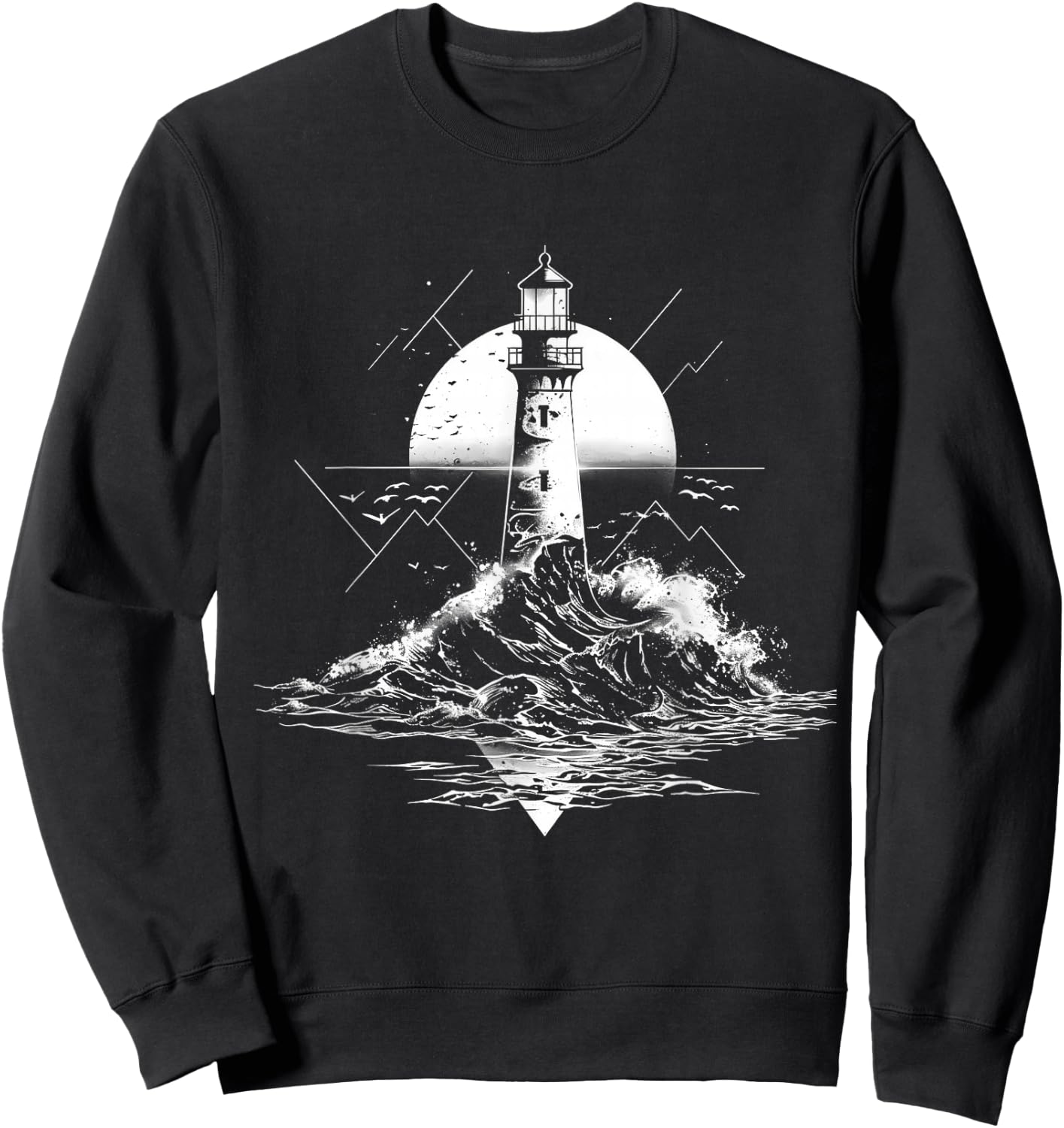 Lighthouse Sailing Sea Beach Boating Seaside House Sweatshirt - Sweatshirt | Black