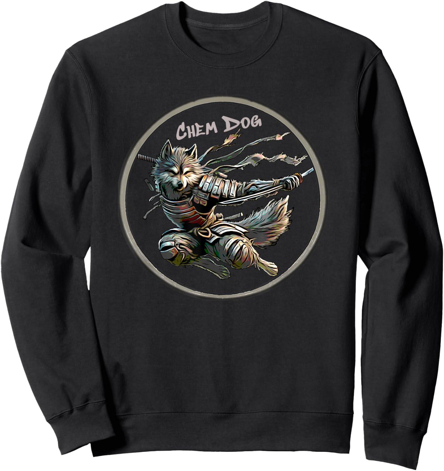 Cannabis Weed Strain "Chem Dog" Junkyard Dog Samurai Design Sweatshirt - Sweatshirt | Black