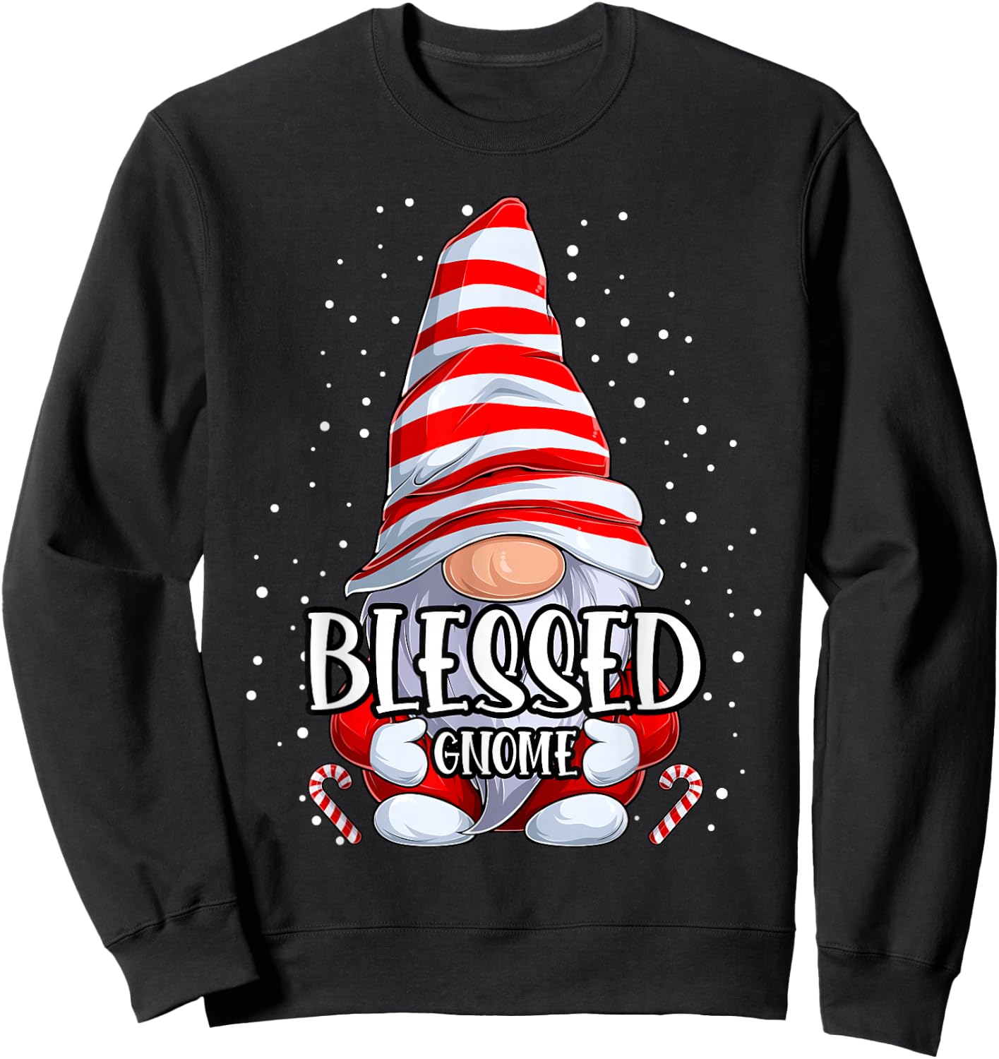 Blessed Gnome christmas pajamas matching family group Sweatshirt - Sweatshirt | Black