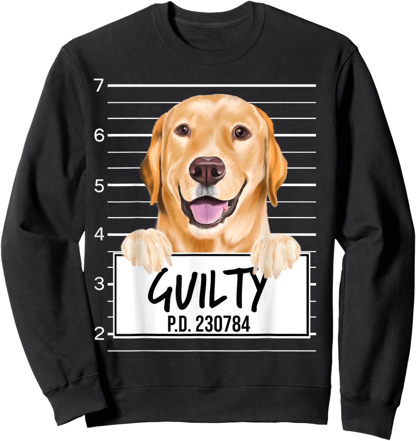 Funny Yellow Labrador Retriever Mugshot Guilty Dog Men Women Girls Kids Sweatshirt - Sweatshirt | Black