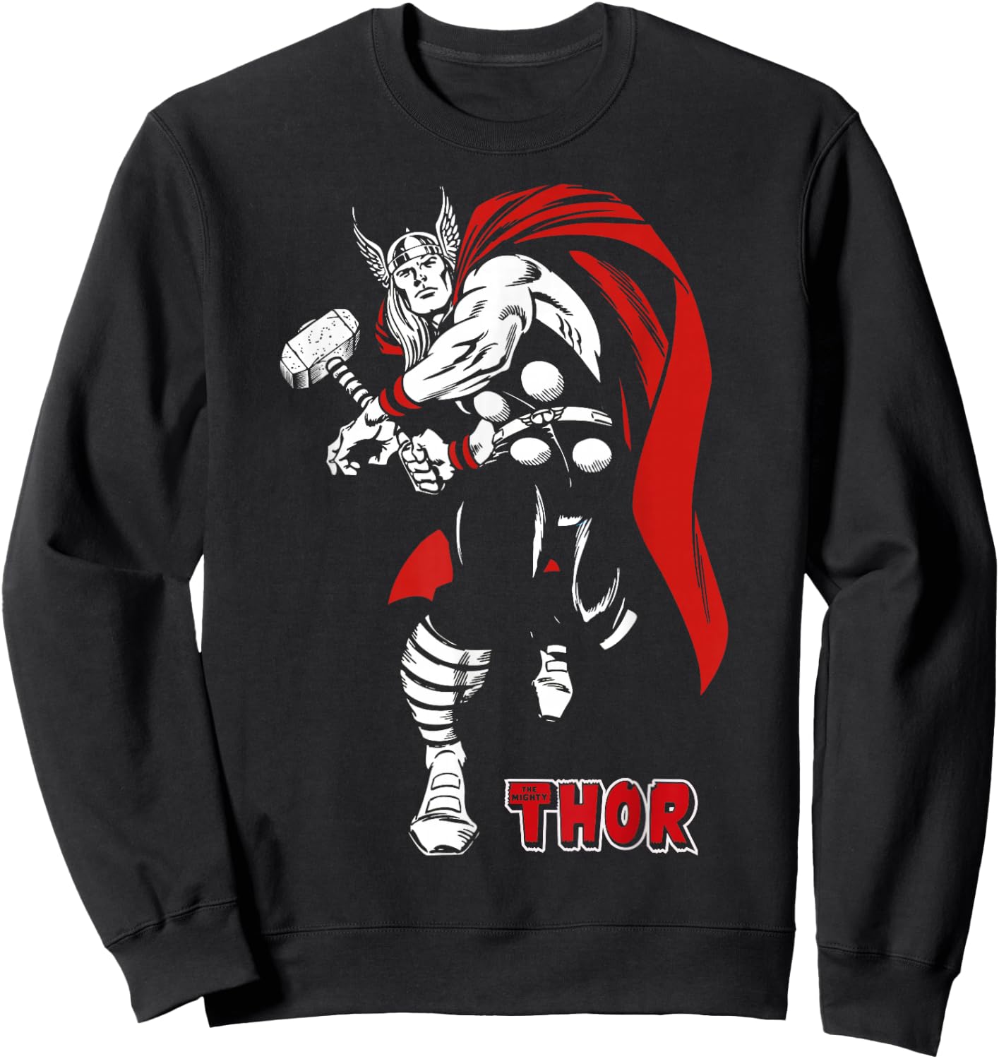 Marvel Thor Retro Hammer Swing Tonal Portrait Sweatshirt - Sweatshirt | Black