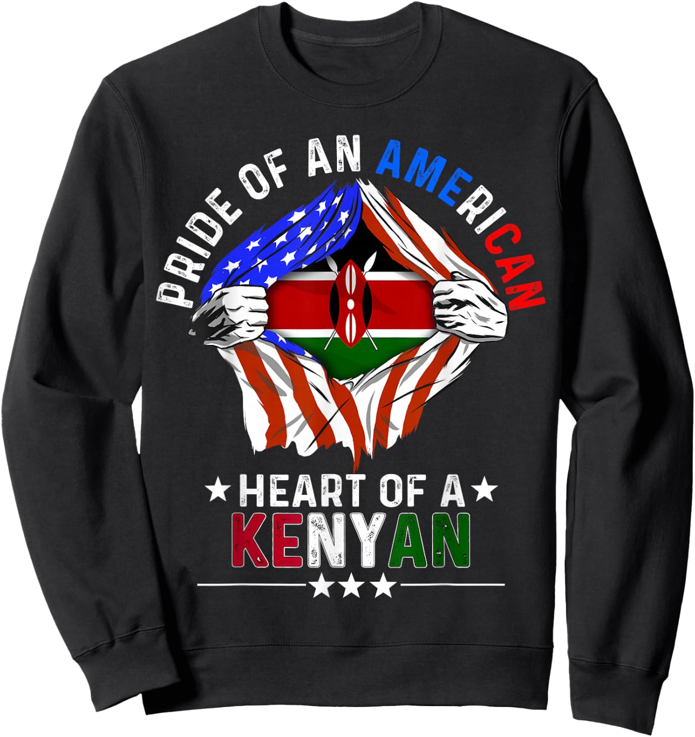 Kenyan American America Pride Foreign Country Kenya Flag Sweatshirt - Sweatshirt | Black