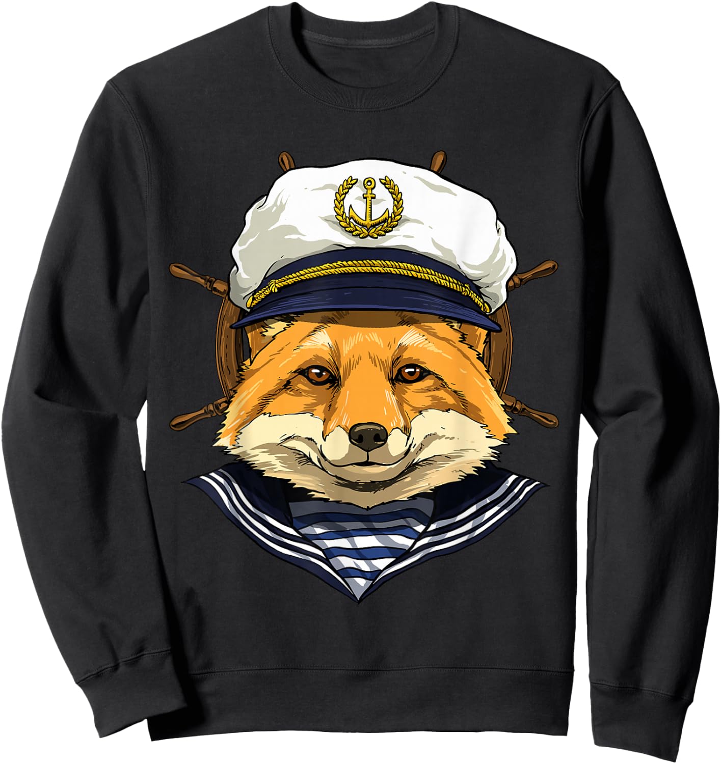 Fox Sailor Boat Captain Wildlife Fox Forest Sweatshirt - Sweatshirt | Black
