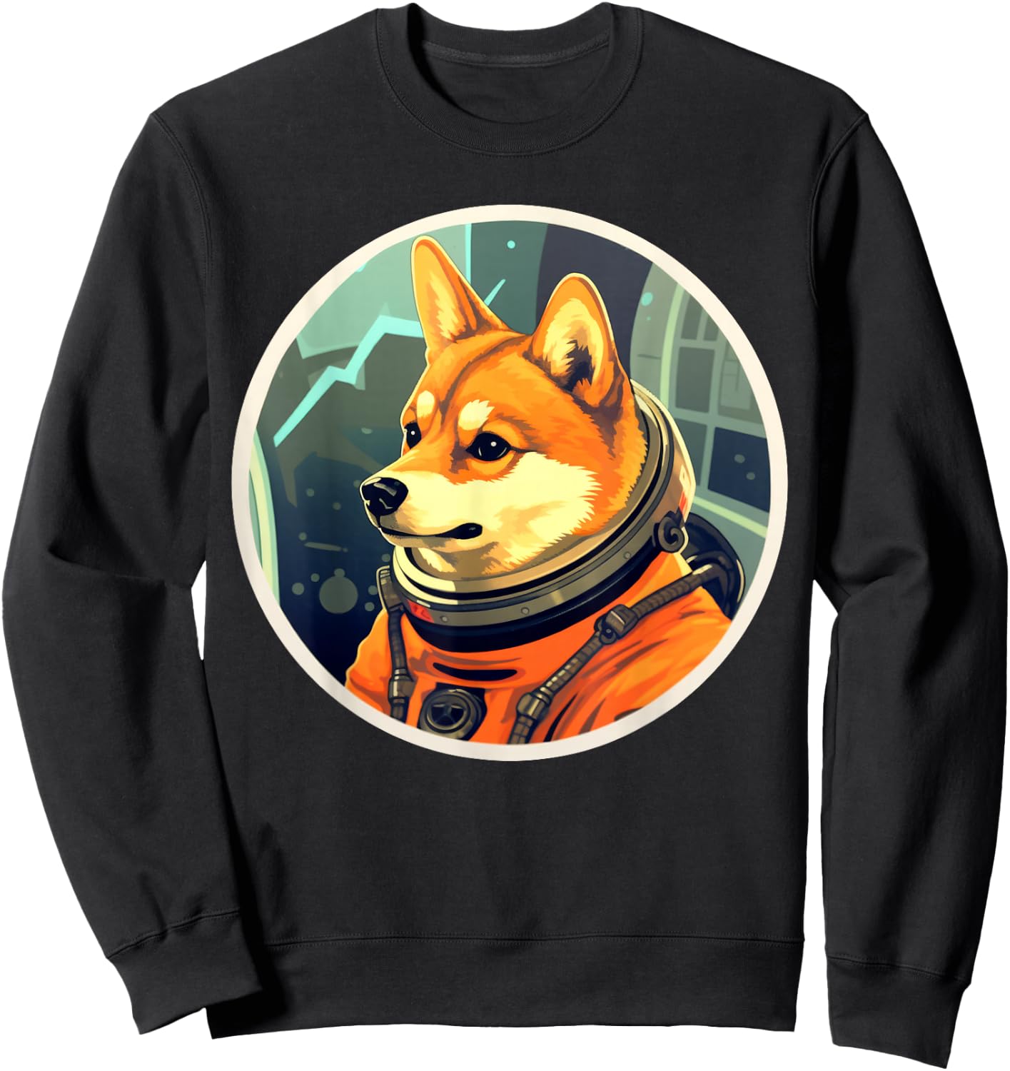 Astronaut Doge Shiba Inu Dog Wearing a Space Suit Sweatshirt - Sweatshirt | Black