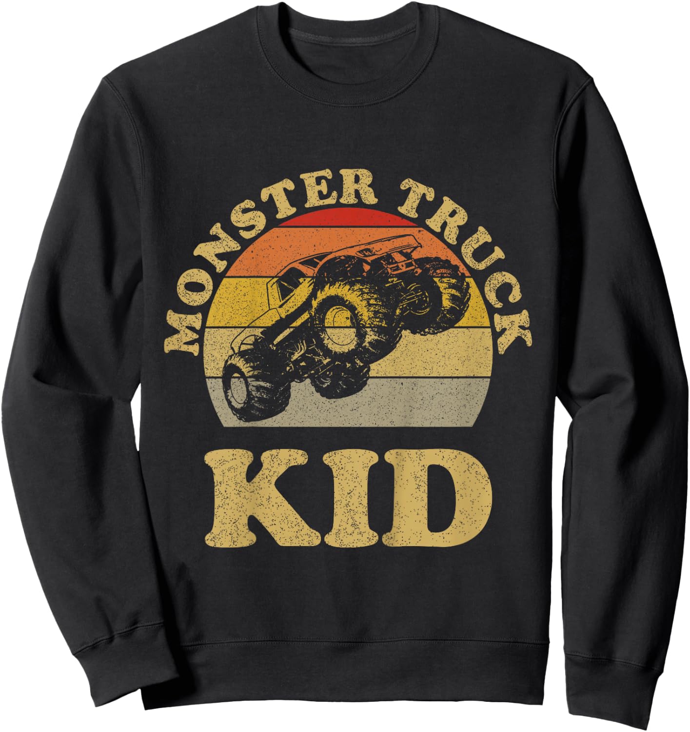 Monster Truck Kids Retro Vintage Monster Truck Shirt Sweatshirt - Sweatshirt | Black