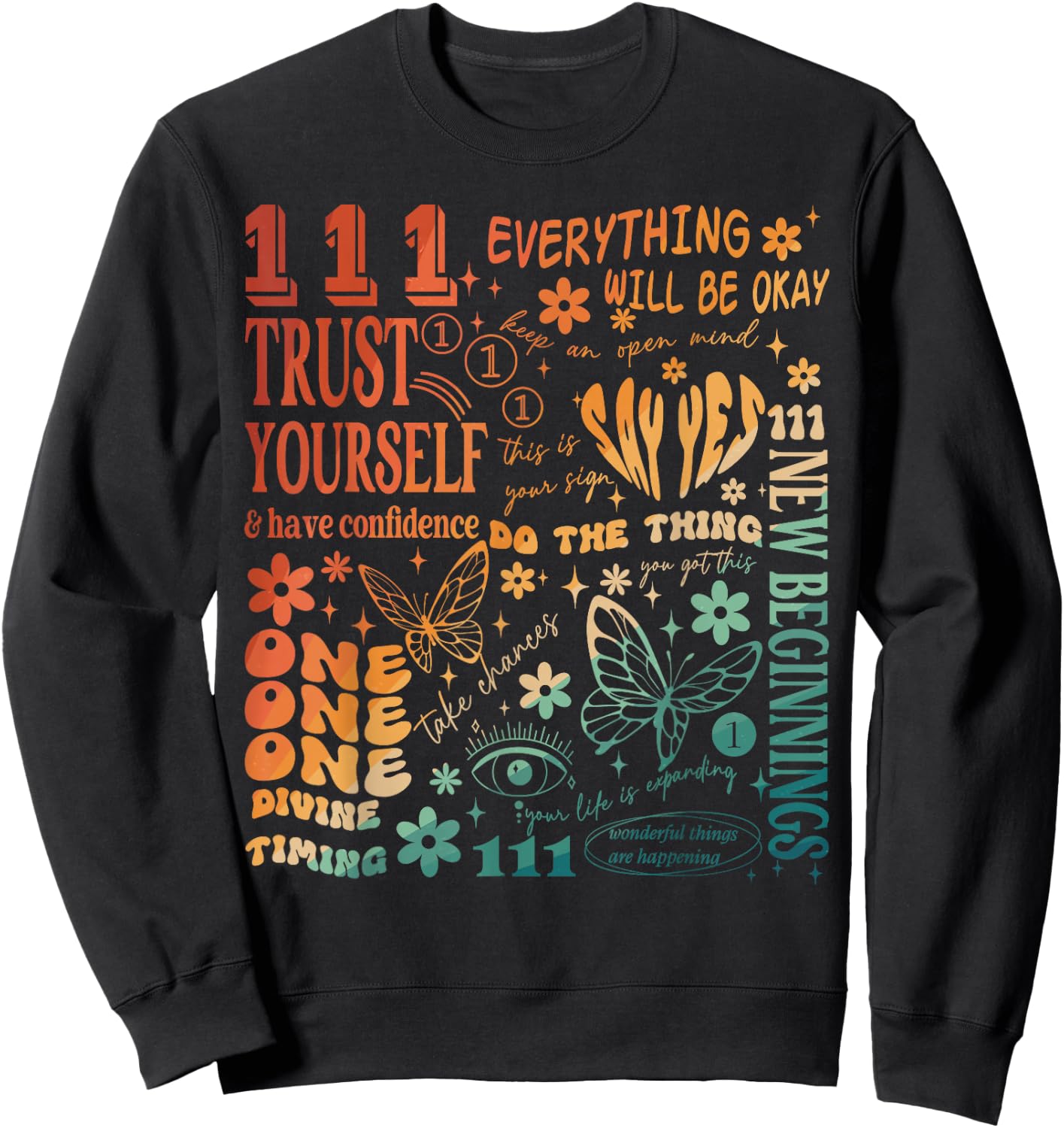 Numerology Personal Number New Beginnings 111 Angel Number Sweatshirt - Sweatshirt | Black