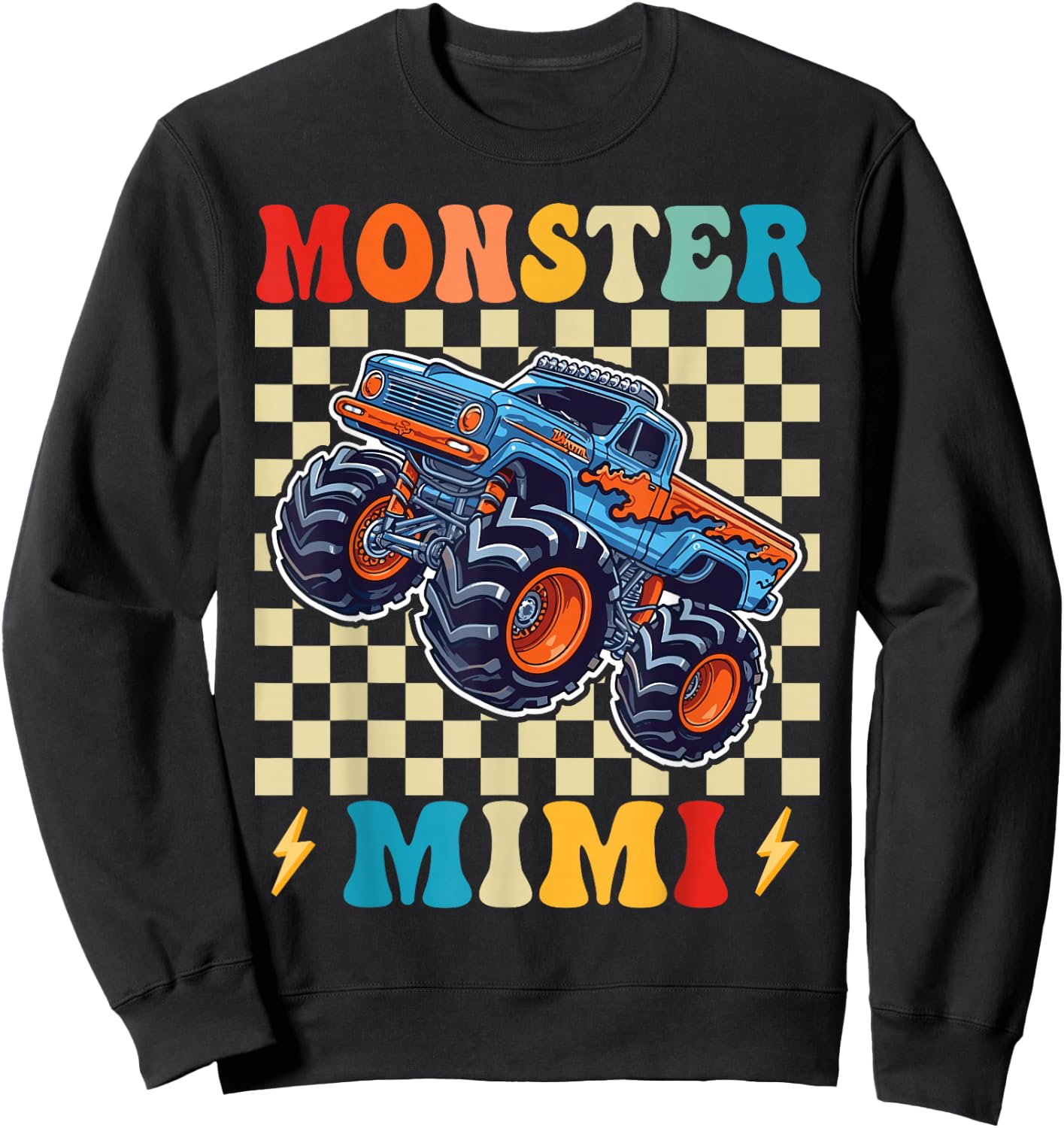 Monster Truck Mimi Family Matching Monster Trucks Birthday Sweatshirt - Sweatshirt | Black