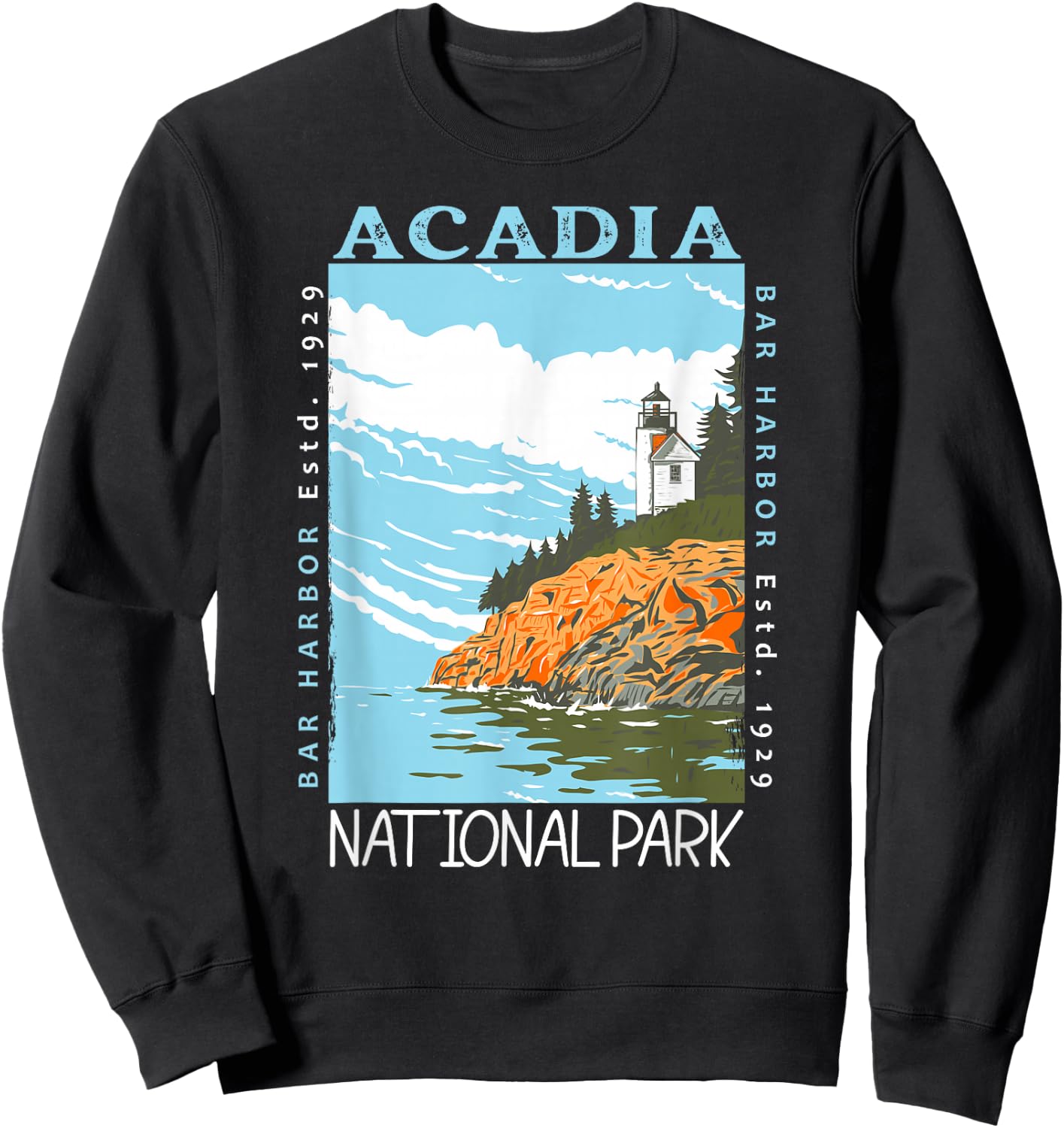 Acadia National Park Bar Harbor Maine Vintage Sweatshirt - Sweatshirt | Black