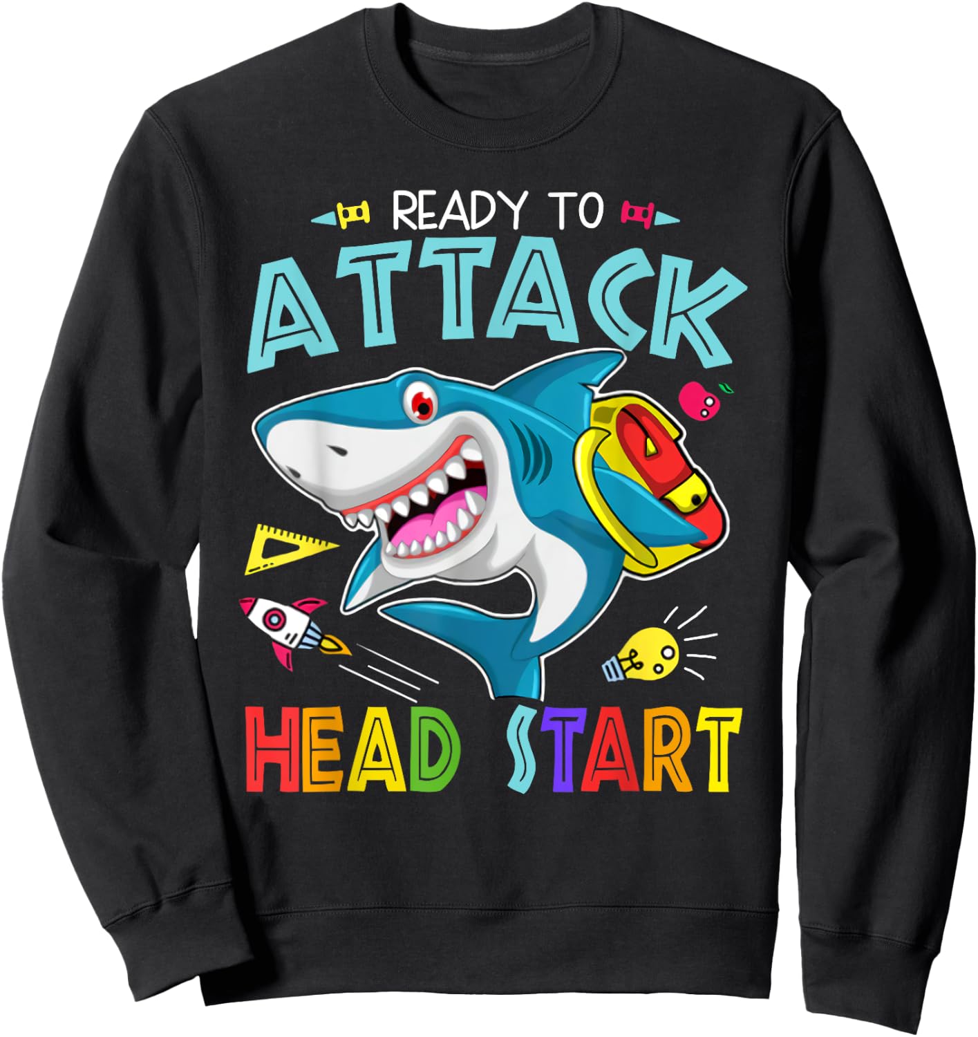Ready To Attack Head Start Boy Back To School Sea Animal Sweatshirt - Sweatshirt | Black