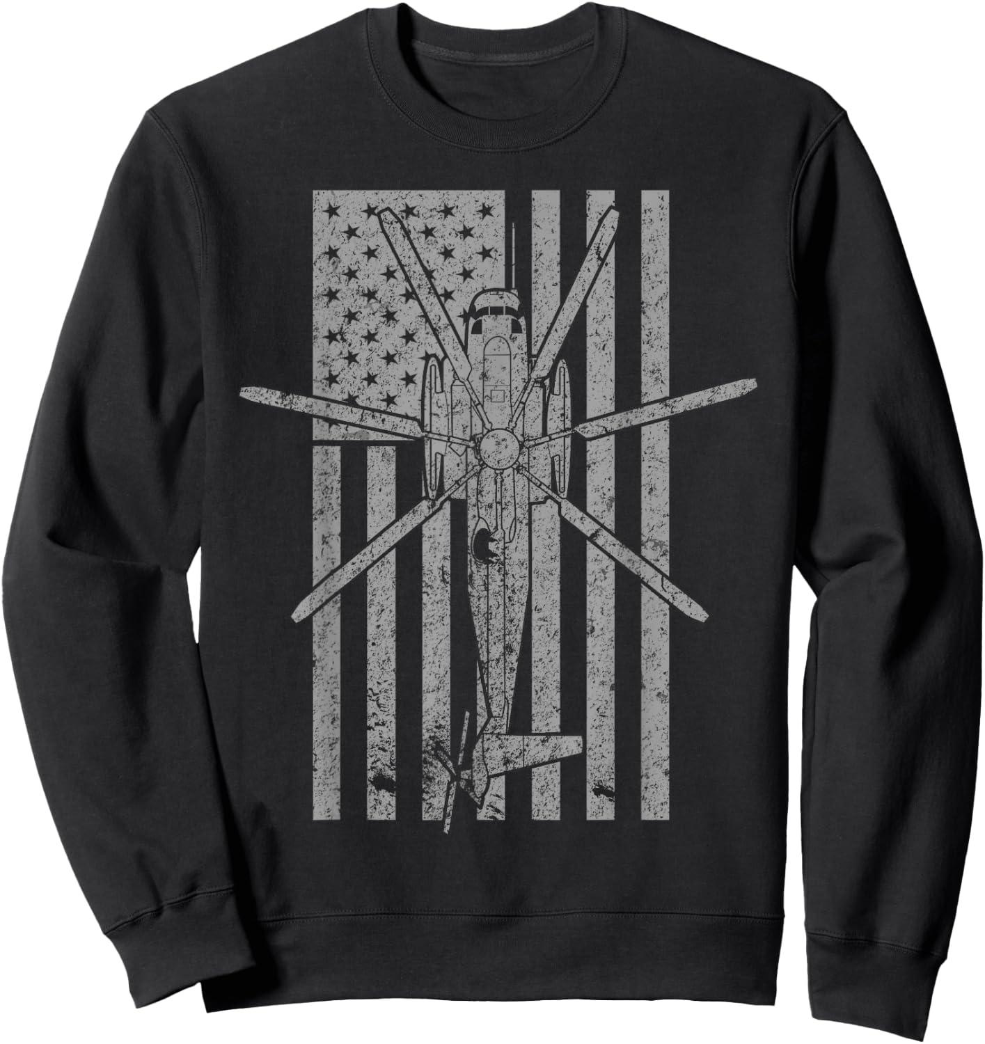 CH-53 Sea Stallion Military Helicopter Vintage Flag Sweatshirt - Sweatshirt | Black