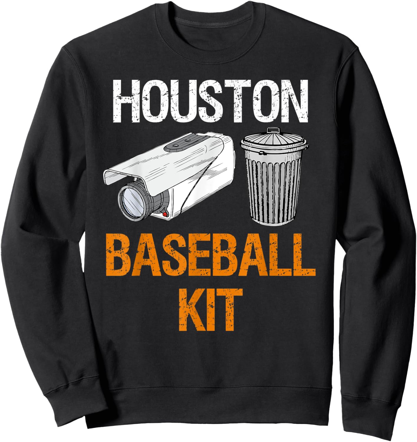 Houston Baseball Camera and Trash Can Gag Sweatshirt - Sweatshirt | Black