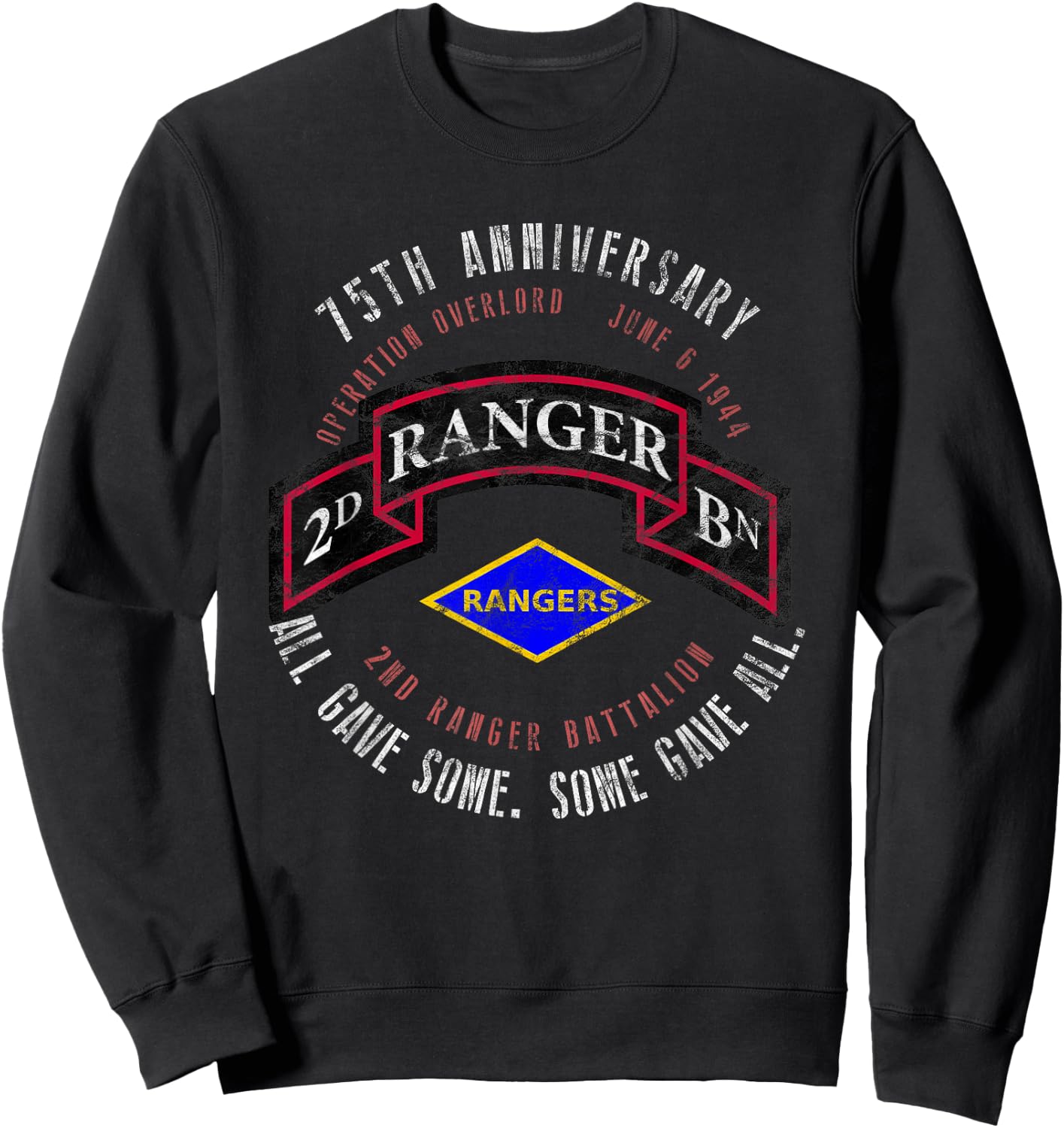D-Day 75th Anniversary 2nd Ranger Bn. WWII Vintage Sweatshirt - Sweatshirt | Black