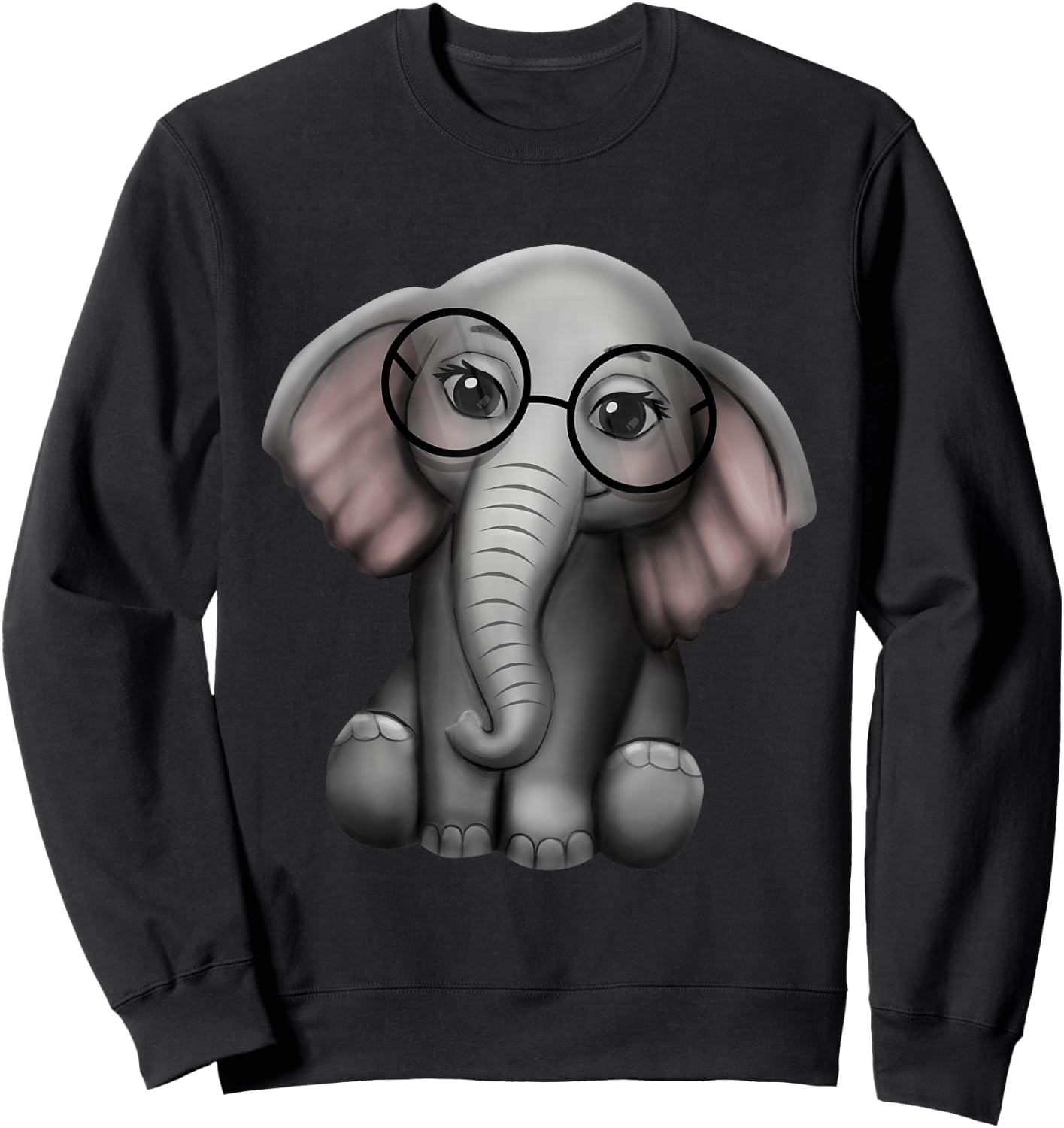 Cute Elephant Nerd Glasses Clothes Outfit Elephants Sweatshirt - Sweatshirt | Black