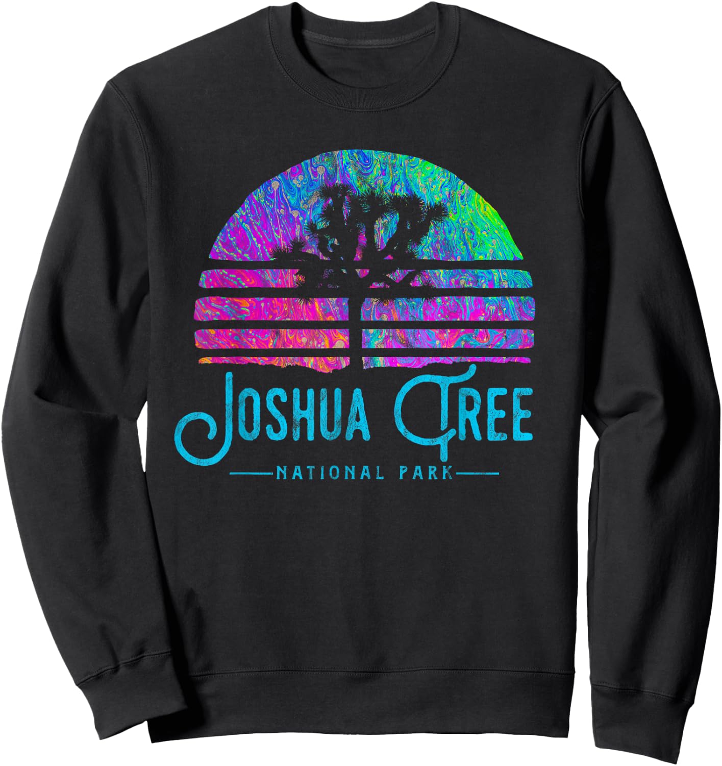 Joshua Tree National Park Psychedelic Festival Vibe Graphic Sweatshirt - Sweatshirt | Black