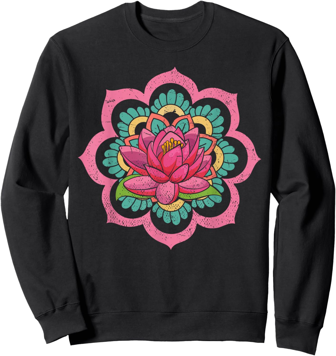 Spiritual Yoga Boho Flower Blossom Pilates Lotus Mandala Sweatshirt - Sweatshirt | Black