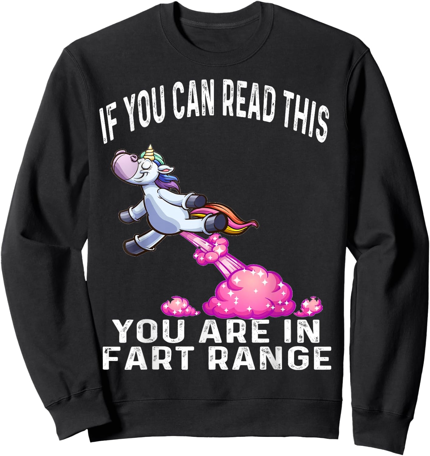 Funny Unicorn If You Can Read This You're In Fart Range Sweatshirt - Sweatshirt | Black
